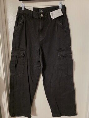 H&M Black Cargo Pants with Side Pockets